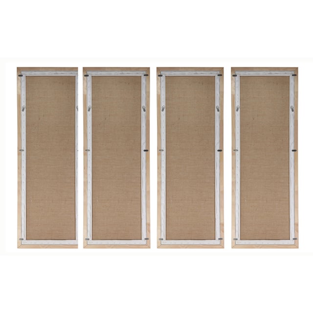 A Retro Chinoiserie-Style Gray-Toned Decorative Mural (Four-Panel Painting) For Sale - Image 11 of 14