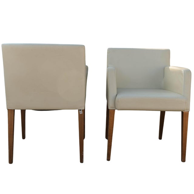 Brown Set of D20 Armchairs in Cream Leather and Beech from Hülsta, Stadtlohn, Germany, 1990s For Sale - Image 8 of 11