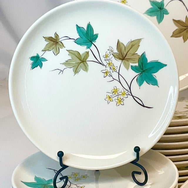 1960s Mid-Century Boho Chic Arts & Crafts Syracuse Woodbine China Service for 8+ - Set of 53. For Sale - Image 9 of 12