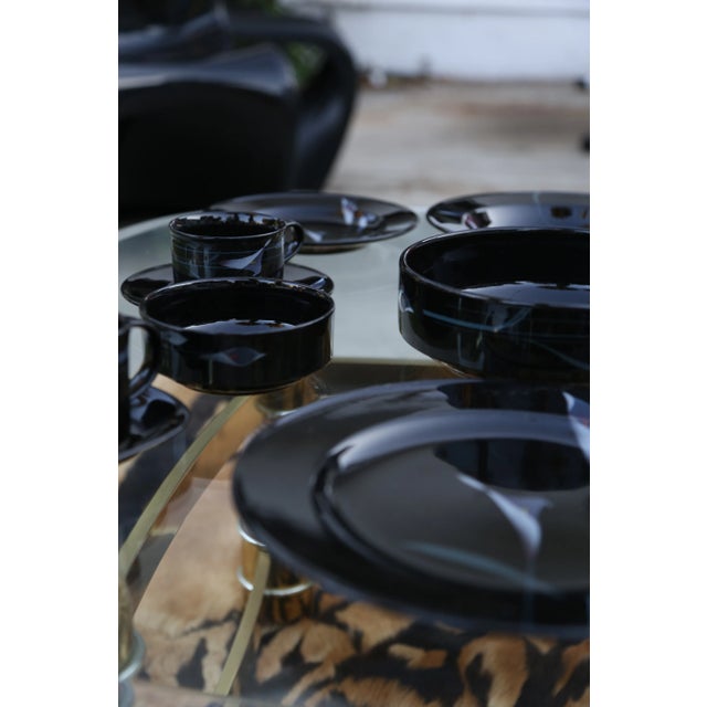 1980s Mikasa Galleria Opus Black Dinnerware Full Set - 50 Piece Set For Sale In Los Angeles - Image 6 of 7