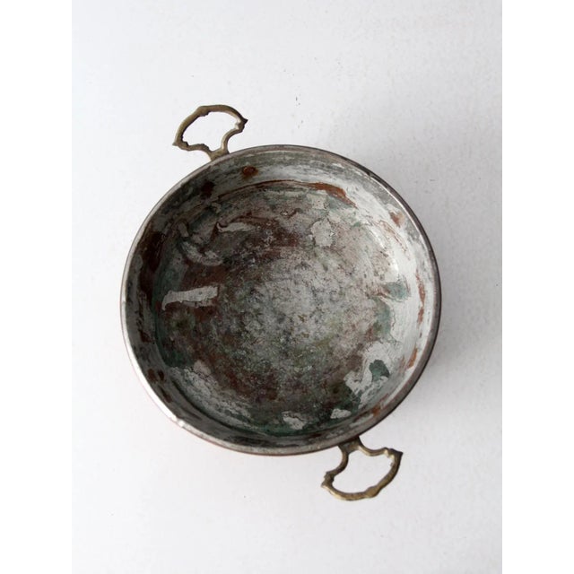 Antique Copper Pan With Brass Handles For Sale - Image 6 of 13