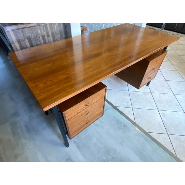 Vintage Scandinavian-Style Executive Desk in Rosewood and Metal, 1960s For Sale - Image 3 of 18