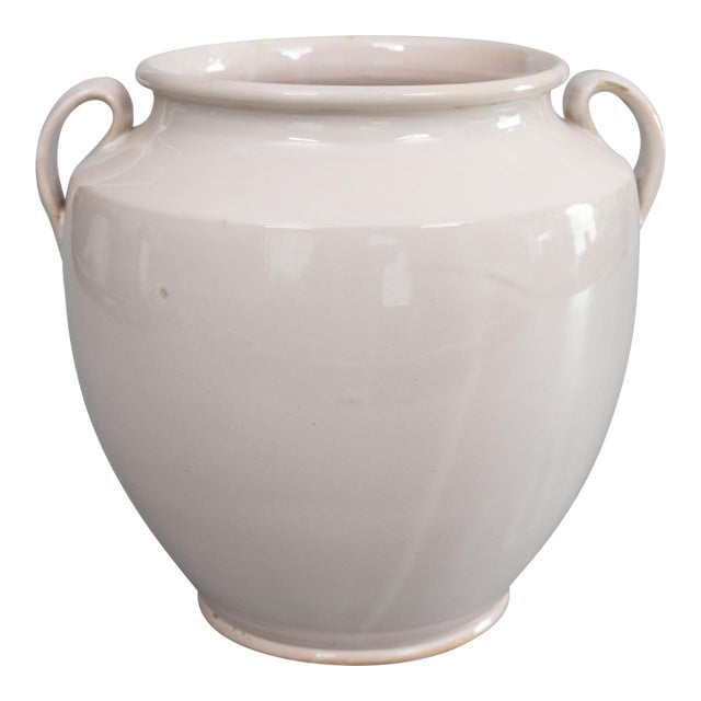 Antique 19th Century French White Glazed Confit Pot For Sale