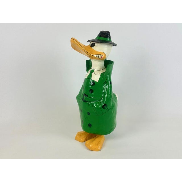 Mid-Century Modern Vintage Hand-Painted Paper Mâché Detective Duck, 1960s For Sale - Image 3 of 11