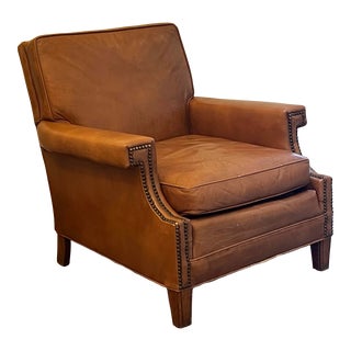 Antique 1930’s English Studded Club Chair For Sale