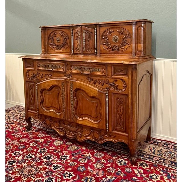 French Antique French Buffet Sideboard Server Cupboard Panetiere Highly Carved Oak For Sale - Image 3 of 18