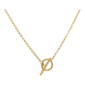 14k Gold Bar and Toggle Chain Necklace