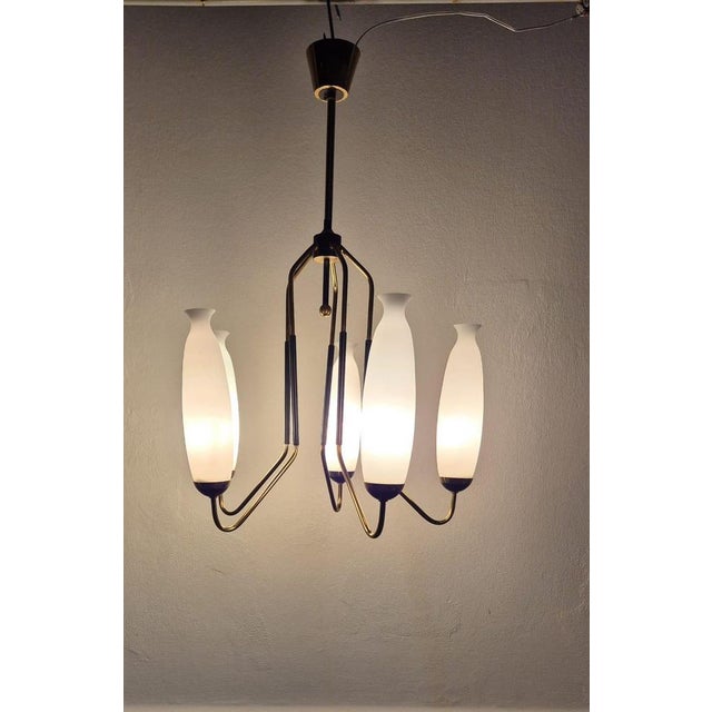 Black Stilnovo-Style Chandelier in Glass, 1950s For Sale - Image 8 of 11