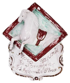 Pottery Advertising Sign for Blood Oranges Displaying a Horse, Italy, 1920s