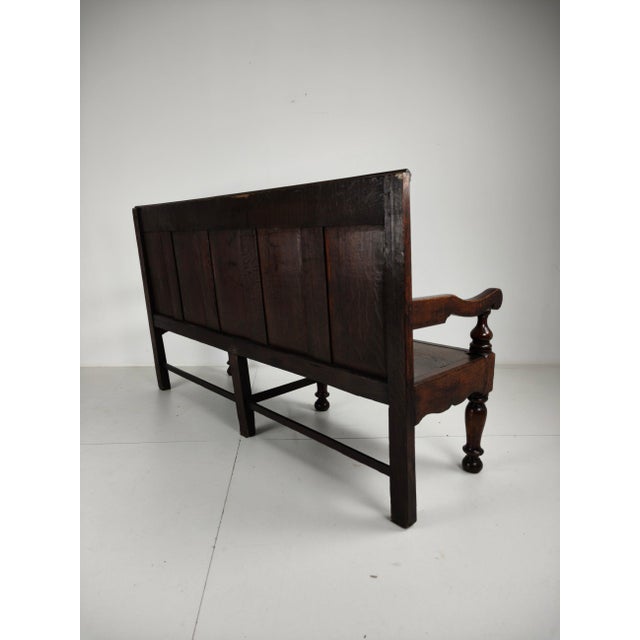 Wood Georgian Oak Settle Bench, 1790s For Sale - Image 7 of 13
