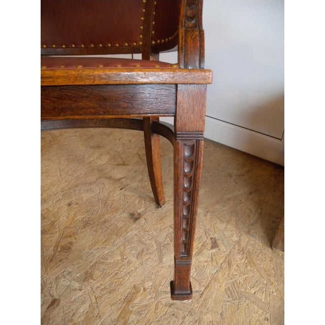 Wood Art Nouveau Armchair in Wood and Cow Leather, 1910 For Sale - Image 7 of 18