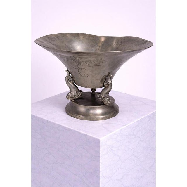 Swedish Art Deco Sculptural Pewter Bowl from GAB, 1931 For Sale - Image 3 of 7