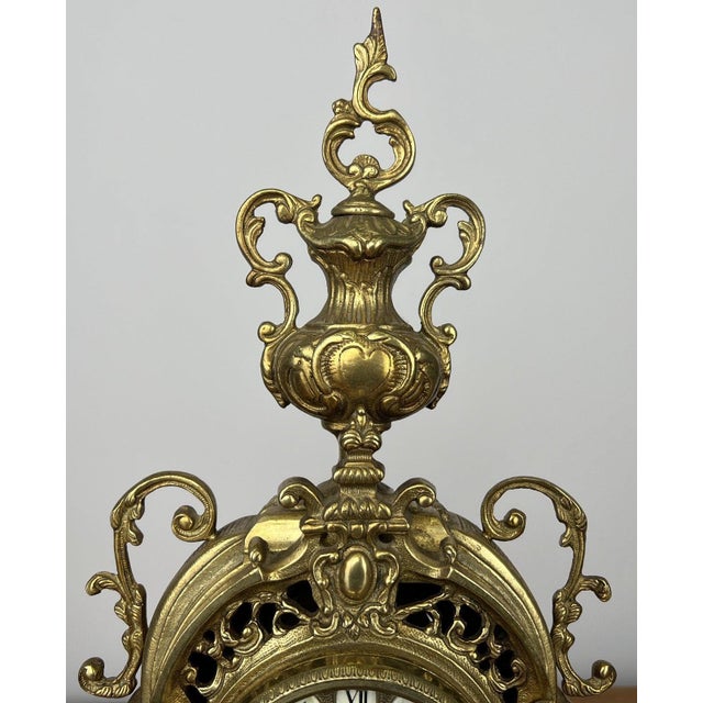 Vintage Style Brass Ornate Mantel Clock For Sale - Image 9 of 17