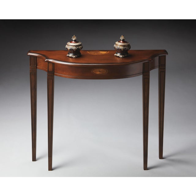 Traditional Chester Cherry Demilune Console Table For Sale - Image 3 of 4