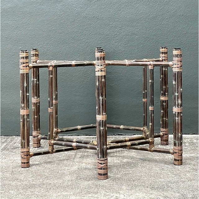 McGuire Vintage Bundled Rattan Dining Table Pedestal After McGuire For Sale - Image 4 of 12