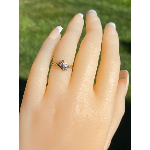 The Renabie: Ladies Vintage Yellow Gold Bypass Diamond Engagement Ring For Sale - Image 9 of 10