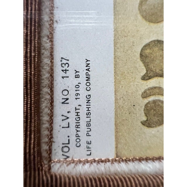 Vintage 1910 Life Magazine Cover Exquisitely Matted and Framed. For Sale - Image 4 of 7