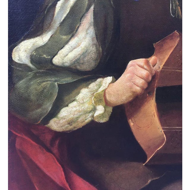 The Musician, Neapolitan School, 1800s, Baroque, Oil on Canvas For Sale - Image 5 of 7