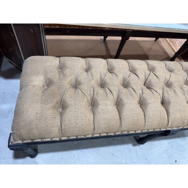 French Louis XVI Style Ebonized Banquette Bench - Arhaus For Sale - Image 3 of 9