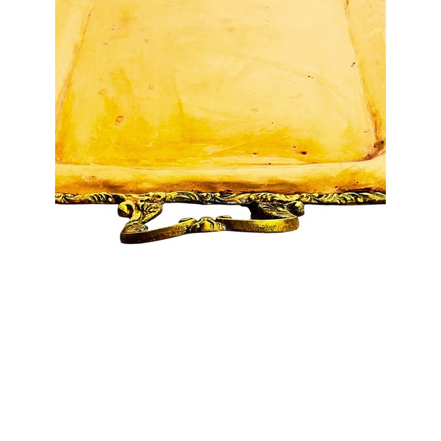 Vintage French Provincial Brass and Copper Two Handle Serving Cocktail Tray For Sale - Image 9 of 18