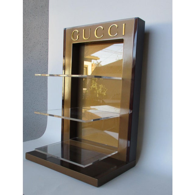 Gucci Logo Display Stand Lucite Acrylic Shelf Set Chairish