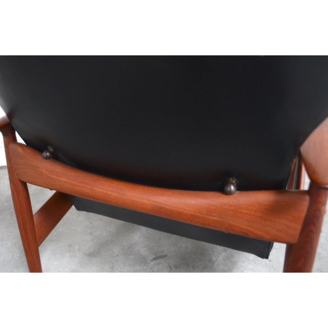 Wingback Leather Lounge Chair by K. Rasmussen for Peter Wessel, 1960s For Sale - Image 11 of 18