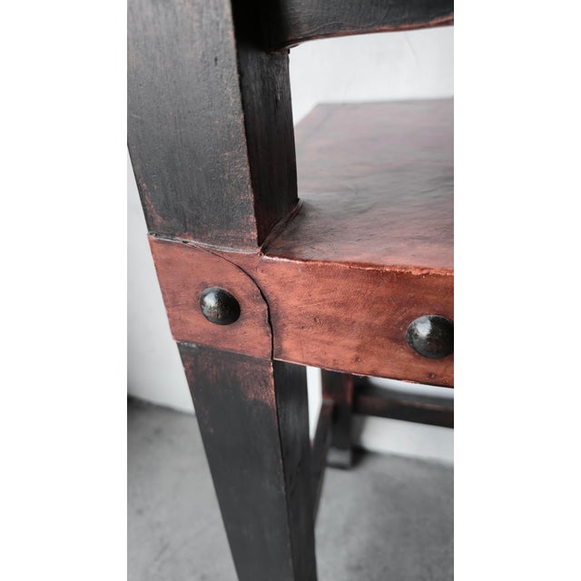 Vintage Spanish Colonial Hacienda Style Leather Bar Stools - Set of 5 For Sale - Image 9 of 10