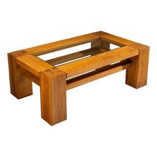 Coffee Table in Oak attributed to Giuseppe Rivadossi, Italy, 1970s For Sale
