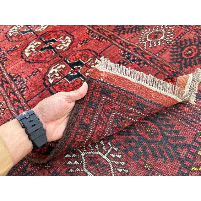 Antique Red Bukhara Hand-Knotted Wool Runner - 6'3" X 3'9" For Sale - Image 15 of 15