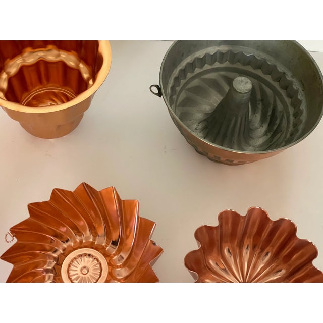 1950s 7 S Copper Molds Baking Jelly Collection With Cookie Cutters For Sale - Image 4 of 9