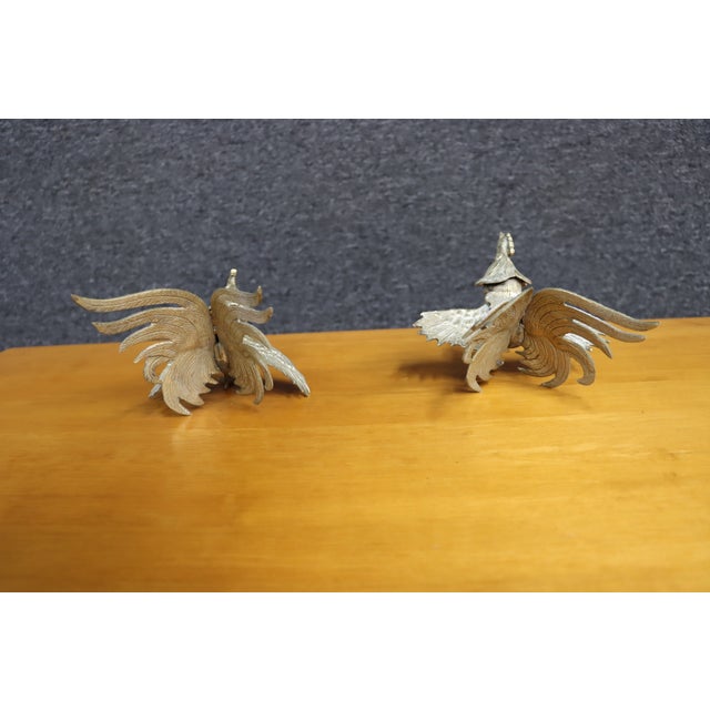 Pair of Brass Rooster Figurines For Sale - Image 4 of 8