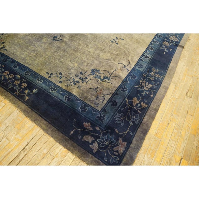 1920s 1920s Gray Field Antique Floral Deco Chinese Peking Rug Wool Area 9'3" X 11'6" For Sale - Image 5 of 8