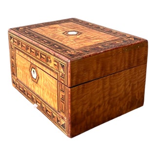 Vintage Marquetry Inlaid Wood Box For Sale
