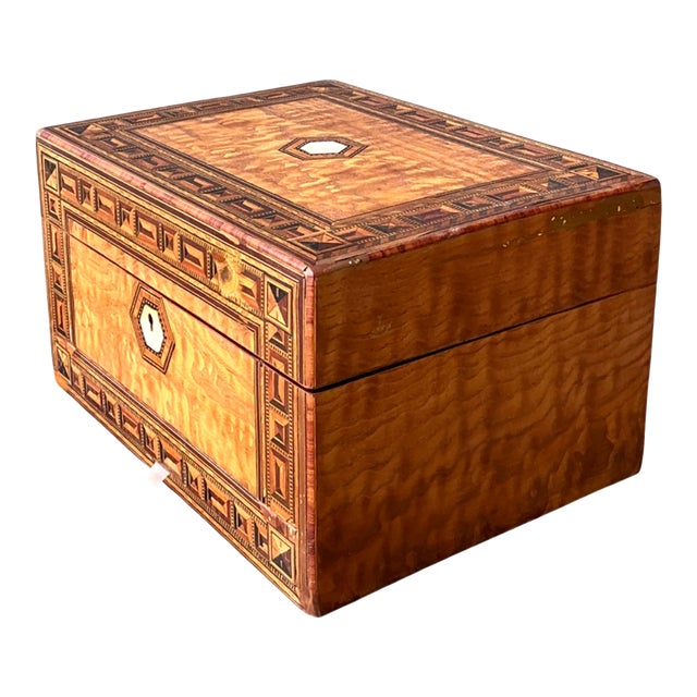 Vintage Marquetry Inlaid Wood Box For Sale