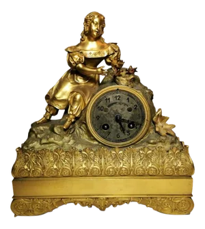 Louis XVI Style French Mantel Clock in Gilded Bronze