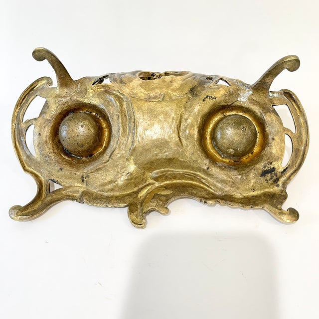 Baroque Vintage Brass Double Inkwell For Sale - Image 3 of 8