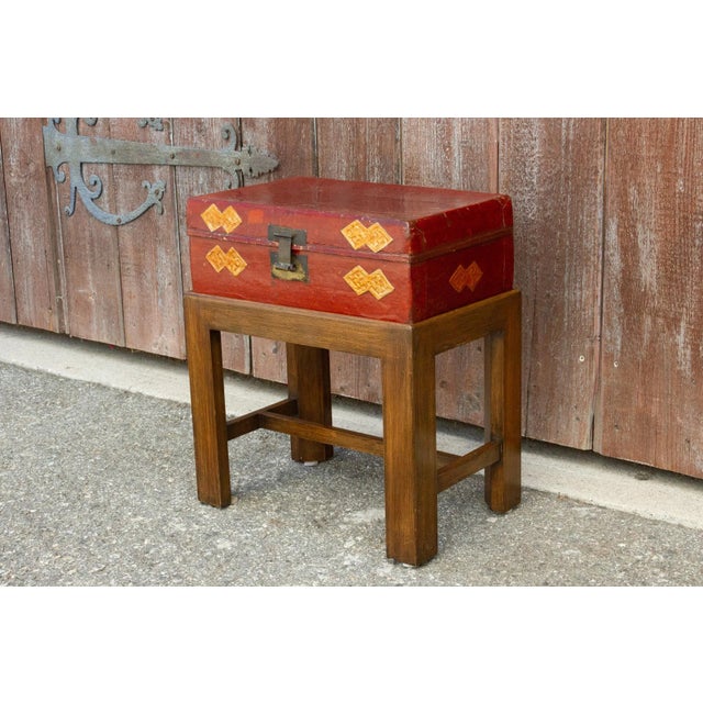 19th Century Chinese Antique Lacquer Document Box on Wooden Stand For Sale - Image 5 of 11