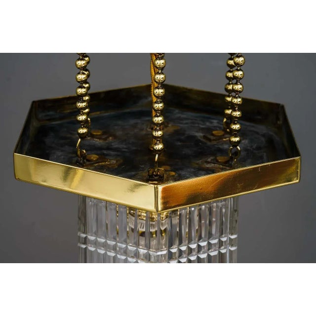 Hexagonal Art Deco Pendant Lamp with Original Glass Shade, 1920s For Sale - Image 17 of 18