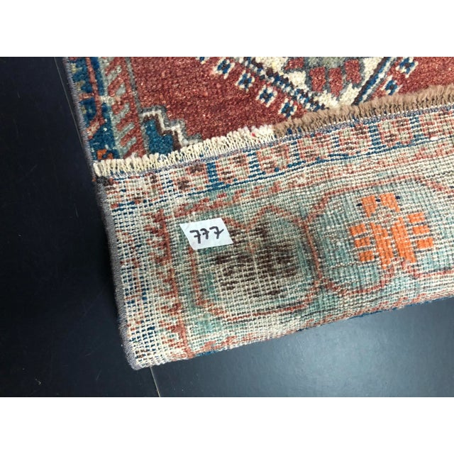 Vintage Turkish Handmade Wool Small Rug, 1960s For Sale - Image 4 of 6