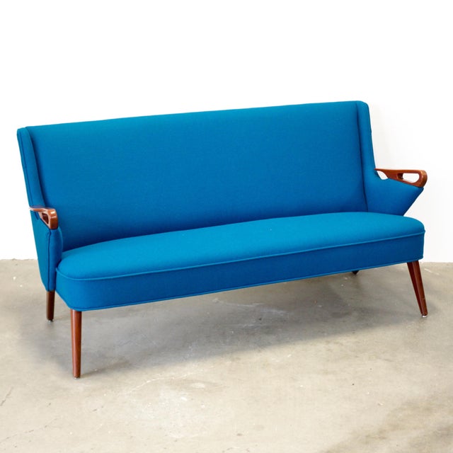 Blue 1950s Danish Teak "U3 (CFB-52)" Loveseat Attributed to Findahls Møbelfabrik, Designed by Chresten Findahl Brodersen For Sale - Image 8 of 11