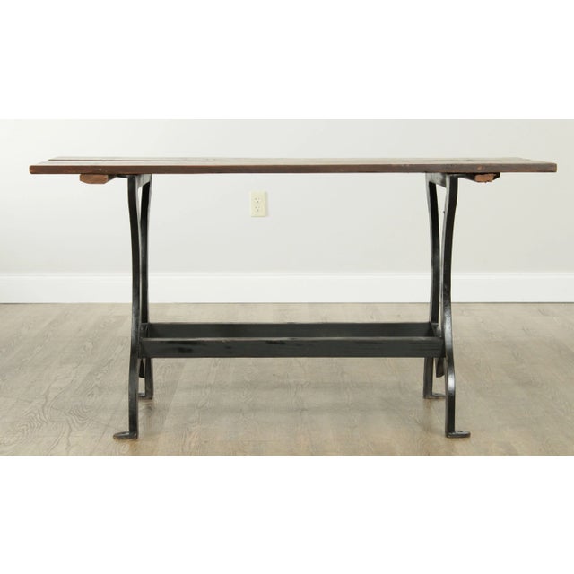 Rustic Custom Crafted Wood And Iron Table For Sale - Image 4 of 13
