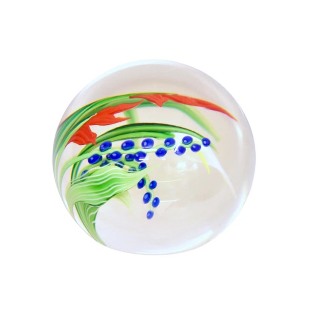 Orient & Flume Vintage Art Glass Flower Paperweight For Sale - Image 4 of 8