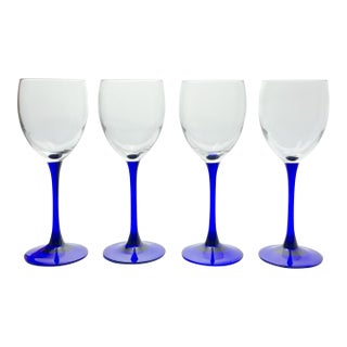 Cristal D’Arques “Neptune” Set of 4 Claret Wine Glasses For Sale