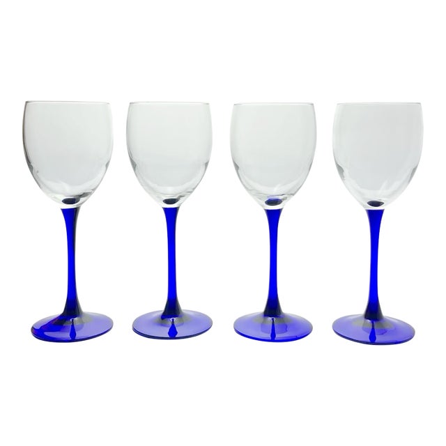 Cristal D’Arques “Neptune” Set of 4 Claret Wine Glasses For Sale