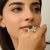 Carat&her Large Lotus Bonheur Ring With Pear Drop Gemstone & Cz Studded in Silver Size 6 For Sale - Image 4 of 12