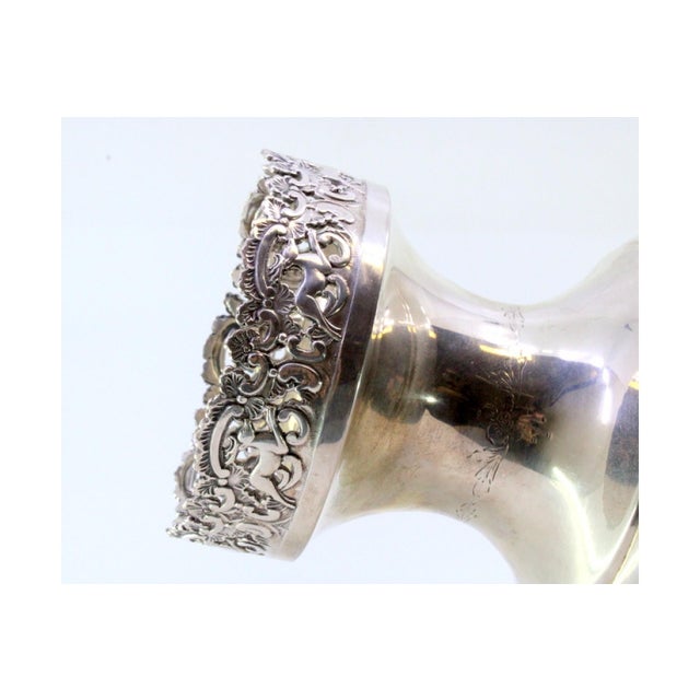 Rounded Silver Vase with Engraved Floral Rim Motifs For Sale - Image 6 of 9