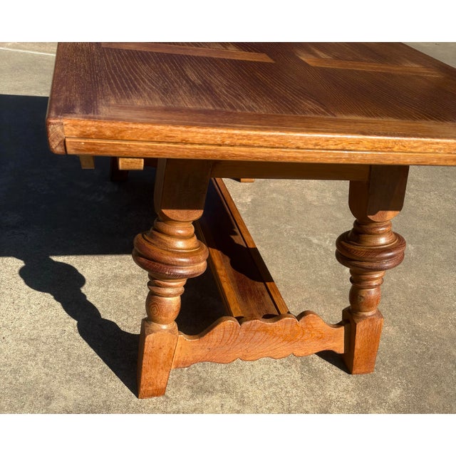 Brown Vintage French Refectory Draw Leaf Dining Table For Sale - Image 8 of 12