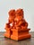Wood Vintage Lacquered Orange Foo Dogs - A Pair For Sale - Image 7 of 12