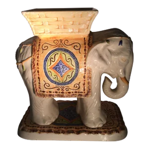 1970s Ceramic Elephant Side Table