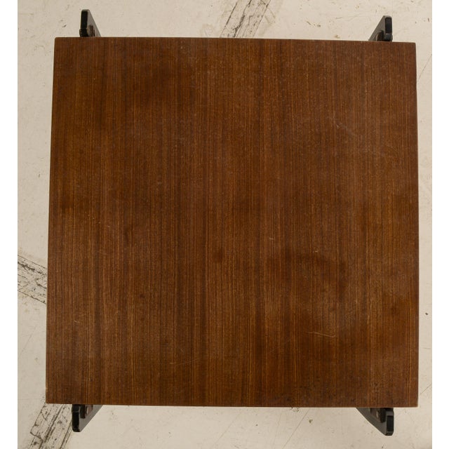 Black Vintage Coffee Table in Walnut with Varnished Legs & Metal Parts, 1960s For Sale - Image 8 of 9